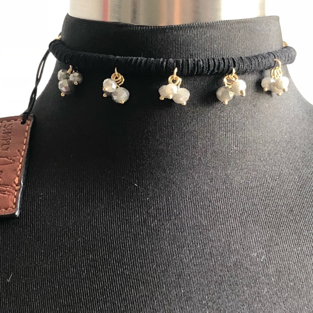 Suede choker w Smokey  beads! NWT W FREE BONUS!